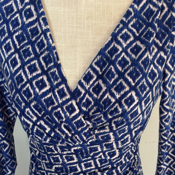 Ralph Lauren Blue Geometric Long Sleeve Dress - Picture 4 of 7
